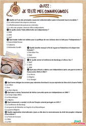 De la décolonisation aux nouveaux Etats - Fiche de révision Brevet / Quiz : Secondaire 3 - Cycle 4 - PDF à imprimer