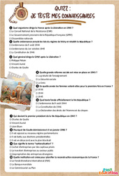1944 - 47, Refonder la République - Fiche de révision Brevet / Quiz : Secondaire 3 - Cycle 4 - PDF à imprimer