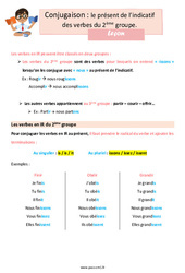 Le présent de l’indicatif des verbes du 2ème groupe - Cours, Leçon : Primaire 4 - PDF à imprimer