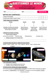 La Terre dans le système solaire - Examen Evaluation - Apis & ses amis : Primaire 3 - PDF à imprimer