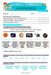 Au sein de la voie lactée, le système solaire - Examen Evaluation - Edith Eprouvette : Primaire 4 - Cycle 3 - PDF à imprimer