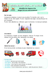 Identifier les risques et les dangers de son environnement - Cours, Leçon - EMC : Primaire 1 - Cycle 2 - PDF à imprimer