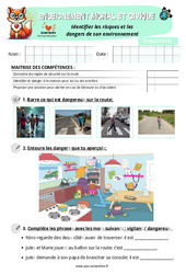Identifier les risques et les dangers de son environnement - Examen Evaluation - EMC : Primaire 1 - Cycle 2 - PDF à imprimer