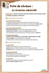 La révolution industrielle - Fiches de révision : Secondaire 2 - Cycle 4 - PDF à imprimer