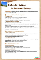 La Troisième République - Fiches de révision : Secondaire 2 - Cycle 4 - PDF à imprimer