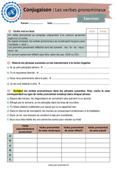 Les verbes pronominaux - Conjugaison - Je me prépare au Brevet : Secondaire 3 - Cycle 4 - PDF à imprimer