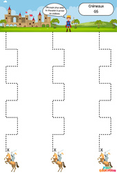 Le Chevalier - Créneaux - Apprendre à découper : Maternelle 2 - Cycle 1 - PDF à imprimer