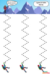 La montagne - Lignes brisées - Apprendre à découper : Maternelle 1, 2 - Cycle 1 - PDF à imprimer