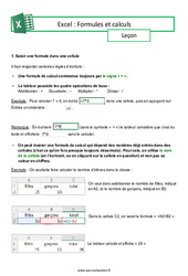 Formules et calculs (Excel) - Niveau 1 - Séquence complète : Secondaire 3 - Cycle 4 - PDF à imprimer