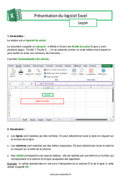Présentation du logiciel Excel - Séquence complète : Secondaire 3 - Cycle 4 - PDF à imprimer