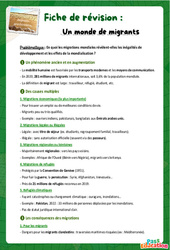 Un monde de migrants - Fiches de révision : Secondaire 2 - Cycle 4 - PDF à imprimer