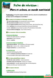 Mers et océans, un monde maritimisé - Fiches de révision : Secondaire 2 - Cycle 4 - PDF à imprimer
