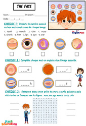 The Face - Vocabulaire - Exercices - Apprends l'anglais avec Kelly and James : Maternelle 2, [Primaire] - Cycle 1 - PDF à imprimer