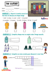 Clothes - Vocabulaire - Exercices - Apprends l'anglais avec Kelly and James : Maternelle 2, [Primaire] - Cycle 1 - PDF à imprimer