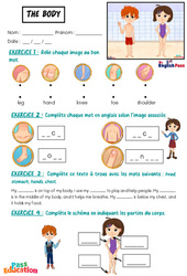 The body - Vocabulaire - Exercices - Apprends l'anglais avec Kelly and James : Maternelle 2, [Primaire] - Cycle 1 - PDF à imprimer