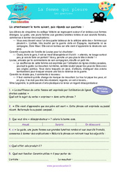 La femme qui pleure - Littérature - T'as la réf ? : Primaire 6, Secondaire 1 - Cycle 4 - PDF à imprimer