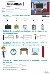 The classroom - Vocabulaire - Exercices - Apprends l'anglais avec Kelly and James : Maternelle 2, [Primaire] - Cycle 2 - PDF à imprimer