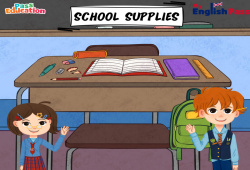 School supplies - Vocabulaire - Vidéo interactive - Apprends l'anglais avec Kelly and James : Maternelle 2, [Primaire]
