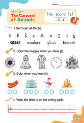 Le son [s] - Phonologie anglaise - Carousel of Sounds - Vidéo interactive + Fiche : Maternelle 2, [Primaire]