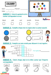 Colours - Exercices - Apprends l'anglais avec Kelly and James : Maternelle 2, [Primaire] - PDF à imprimer