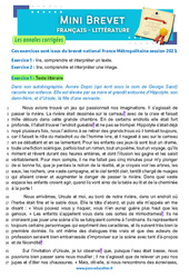 Histoire de ma vie - G. Sand - Mini - brevet - Français - Annales corrigées : Secondaire 3 - Cycle 4 - PDF à imprimer