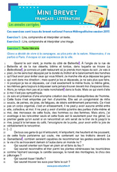 Les Vraies Richesses - Jean Giono - Mini - brevet - Français - Annales corrigées : Secondaire 3 - Cycle 4 - PDF à imprimer
