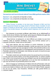 La chambre des officiers - M. Dugain - Mini - brevet - Français - Annales corrigées : Secondaire 3 - Cycle 4 - PDF à imprimer