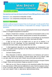 L’enfant multiple - A. Chedid - Mini - brevet - Français - Annales corrigées : Secondaire 3 - Cycle 4 - PDF à imprimer