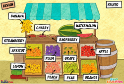 Fruits - Vocabulaire - Cours, Leçon/Flashcard - Apprends l'anglais avec Kelly and James : Maternelle 2, [Primaire] - Cycle 1 - PDF à imprimer