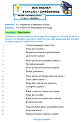 Les contemplations - Victor HUGO - Mini - brevet français - Sujet inédit : Secondaire 3 - Cycle 4 - PDF à imprimer