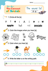 Le son [a] - Phonologie anglaise - Carousel of Sounds - Vidéo interactive + Fiche : Maternelle 2, [Primaire]