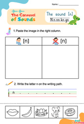 Le son [n] - Phonologie anglaise - Carousel of Sounds - Vidéo interactive + Fiche : Maternelle 2, [Primaire]