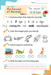 Le son [k] c k - Phonologie anglaise - Carousel of Sounds - Vidéo interactive + Fiche : Maternelle 2, [Primaire]