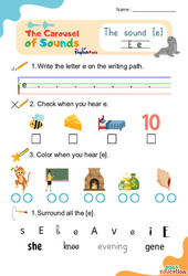 Le son [e] - Phonologie anglaise - Carousel of Sounds - Vidéo interactive + Fiche : Maternelle 2, [Primaire]