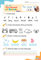 Le son [b] - Phonologie anglaise - Carousel of Sounds - Vidéo interactive + Fiche : Maternelle 2, [Primaire]