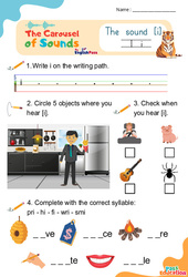 Le son [i] - Phonologie anglaise - Carousel of Sounds - Vidéo interactive + Fiche : Maternelle 2, [Primaire]