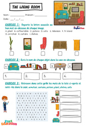 The living room - Vocabulaire - Exercices - Apprends l'anglais avec Kelly and James : Maternelle 2, [Primaire] - Cycle 1 - PDF à imprimer