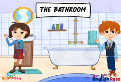 The bathroom - Vidéo interactive - Apprends l'anglais avec Kelly and James : Maternelle 2, [Primaire]