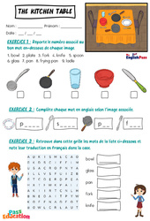 The Kitchen Table - Vocabulaire - Exercices - Apprends l'anglais avec Kelly and James : Maternelle 2, [Primaire] - Cycle 1 - PDF à imprimer