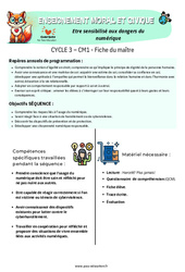Être sensibilisé aux dangers du numérique - Séquence - Fiche de préparation - EMC : Primaire 4 - PDF à imprimer