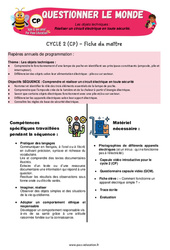 Réaliser un circuit électrique en toute sécurité - Séquence + vidéo - Apis & ses amis : Primaire 1 - Cycle 2 - PDF à imprimer