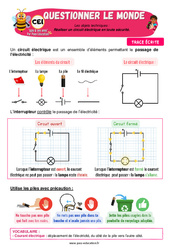 Réaliser un circuit électrique en toute sécurité - Cours, Leçon - Apis & ses amis : Primaire 2 - Cycle 2 - PDF à imprimer