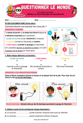 Réaliser un circuit électrique en toute sécurité - Exercices - Apis & ses amis : Primaire 2 - Cycle 2 - PDF à imprimer