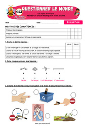Réaliser un circuit électrique en toute sécurité - Examen Evaluation - Apis & ses amis : Primaire 2 - Cycle 2 - PDF à imprimer