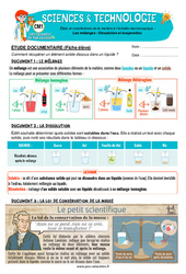 Les mélanges - Fiches Dissolution et évaporation - Exercices - Edith Eprouvette : Primaire 4 - Cycle 3 - PDF à imprimer