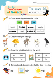 Le son [ō] o o - e oa ou ow - Phonologie anglaise - Carousel of Sounds - Vidéo interactive + Fiche : Maternelle 2, [Primaire] - PDF à imprimer