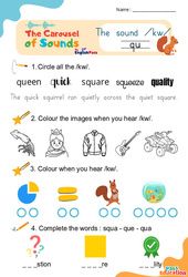 /kw/ qu - Carousel of Sounds - Vidéo interactive + - Fiches + Poster : Maternelle 2, [Primaire]