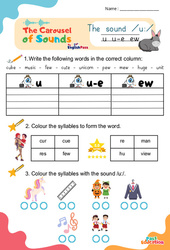 /u:/ u u - e ew - Carousel of Sounds - Vidéo interactive + - Fiches + Poster : Maternelle 2, [Primaire] - PDF à imprimer