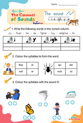 /ī/ i i - e igh y ie - Carousel of Sounds - Vidéo interactive + - Fiches + Poster : Maternelle 2, [Primaire] - PDF à imprimer