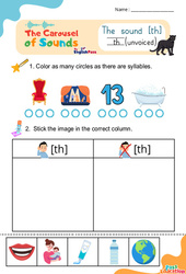 Le son [th] unvoiced - Phonologie anglaise - Carousel of Sounds - Vidéo interactive + Fiche : Maternelle 2, [Primaire] - PDF à imprimer
